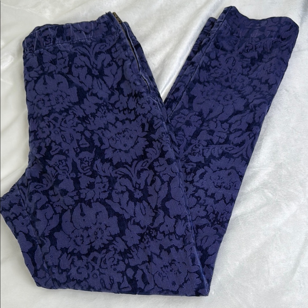ANTHROPOLOGY Women’s Floral Skinny Pants  Purple Size 2 Y2K Vintage